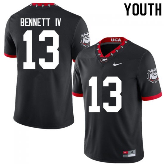 Youth Georgia Bulldogs NCAA #13 Stetson Bennett Nike Stitched Black Mascot 100th Anniversary 2020 Authentic College Football Jersey HXU5354WF